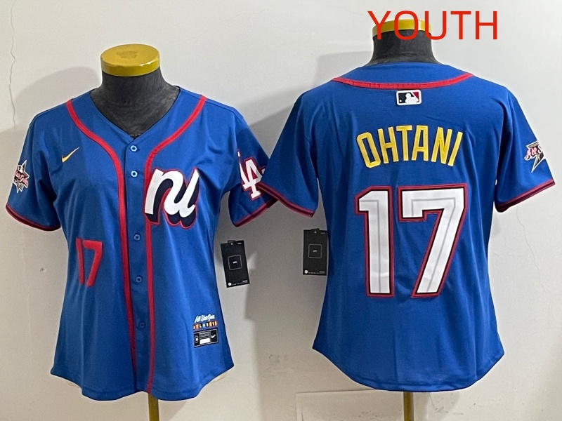 Youth 2025 Los Angeles Dodgers #17 Ohtani Blue Nike 2025 MLB All Star Jersey style 005